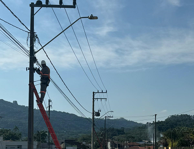 Operação da Celesc remove mais 2 toneladas de cabos irregulares de postes de Jaraguá do Sul